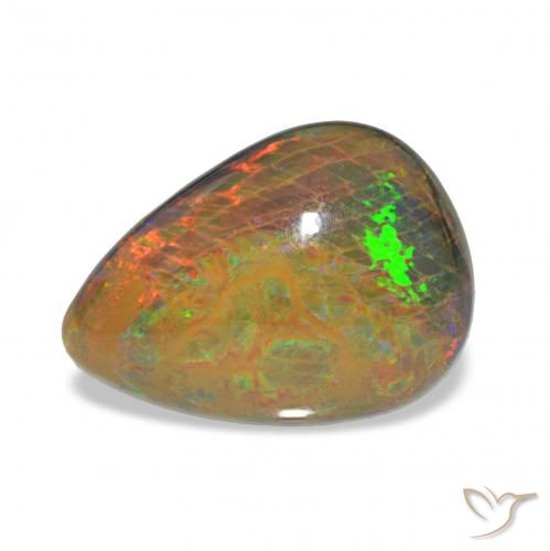 3.46 ct Multicolor Black Opal Gemstone, Black Opal Gem in Pear Cabochon Shape for Sale.