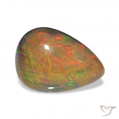3.46 ct Multicolor Black Opal Stone, Natural Black Opal in Pear Cabochon Shape for Sale