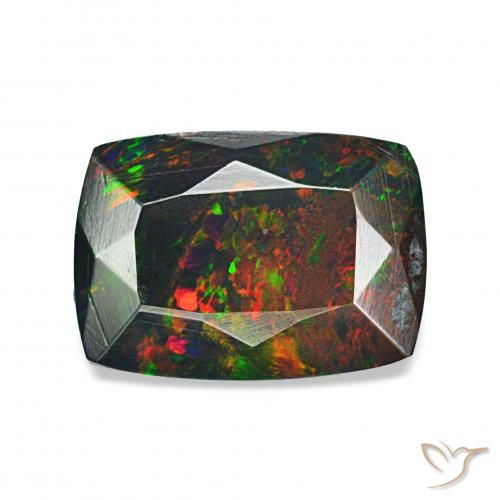 1.08 ct Multicolor Black Opal Gemstone, Black Opal Gem in Cushion-Cut Shape for Sale.