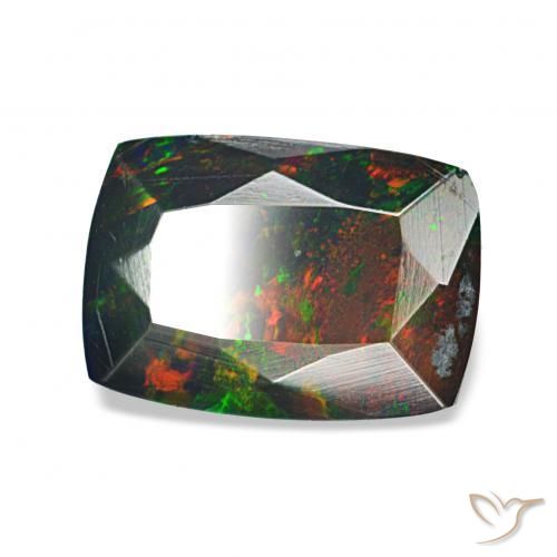 1.08 ct Multicolor Black Opal Stone, Natural Black Opal in Cushion-Cut Shape for Sale