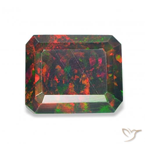 1.52ct Multicolor Black Opal, Emerald Cut, Opaque