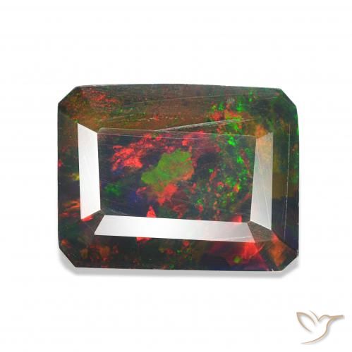 1.45ct Multicolor Black Opal, Emerald Cut, Opaque