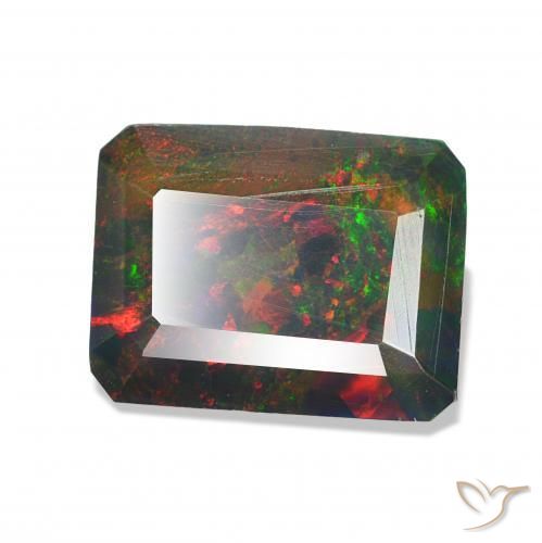 1.45 ct Multicolor Black Opal Stone, Natural Black Opal in Octagon Step Cut Shape for Sale