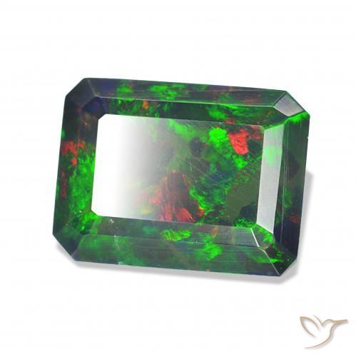 1.58 ct Multicolor Black Opal Stone, Natural Black Opal in Octagon Step Cut Shape for Sale