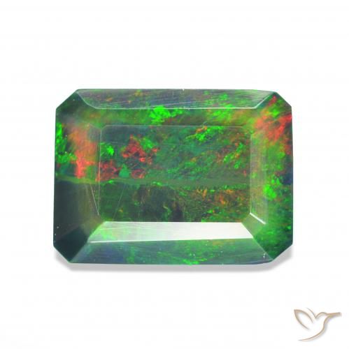 0.85ct Multicolor Black Opal, Emerald Cut, Opaque