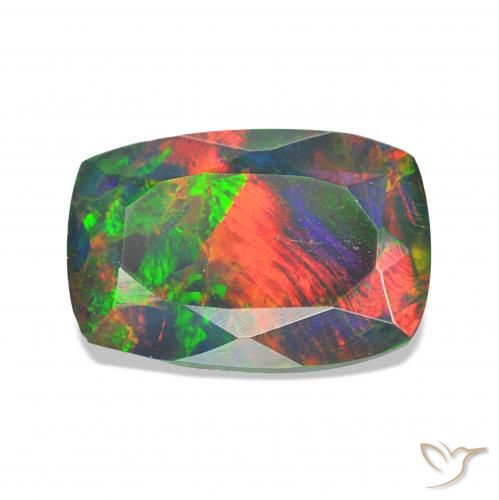1.20 ct Multicolor Black Opal Gemstone, Black Opal Gem in Cushion-Cut Shape for Sale.