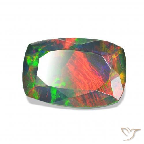 1.20 ct Multicolor Black Opal Stone, Natural Black Opal in Cushion-Cut Shape for Sale