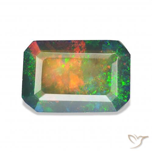 1.24ct Multicolor Black Opal, Emerald Cut, Opaque