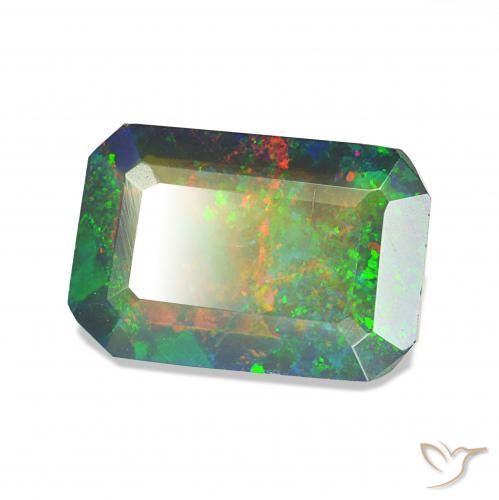 1.24 ct Multicolor Black Opal Stone, Natural Black Opal in Octagon Step Cut Shape for Sale