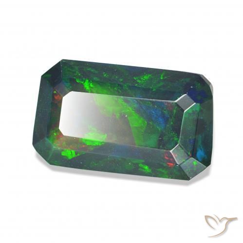 1.55 ct Multicolor Black Opal Stone, Natural Black Opal in Octagon Step Cut Shape for Sale
