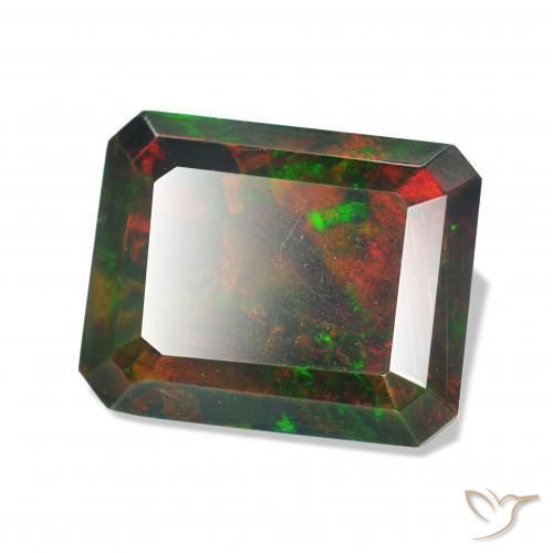 1.59 ct Multicolor Black Opal Stone, Natural Black Opal in Octagon Step Cut Shape for Sale