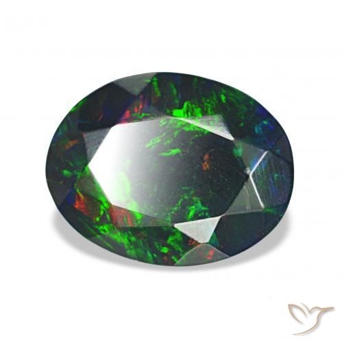 1.55 ct Multicolor Black Opal Stone, Natural Black Opal in Oval Facet Shape for Sale