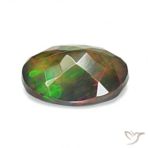 Black Opal Gemstone in 9 x 7 mm (calibrated) Size for Sale, Black Opal Stone in Multicolor Color