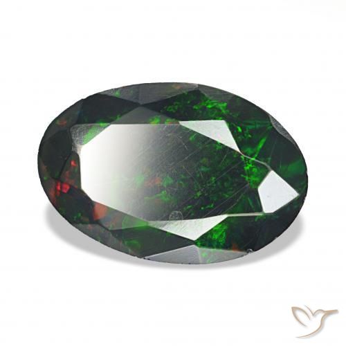 1.50 ct Multicolor Black Opal Stone, Natural Black Opal in Oval Facet Shape for Sale