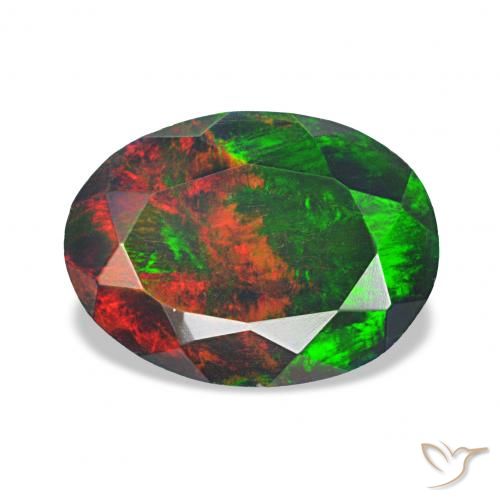 1.07 ct Multicolor Black Opal Gemstone, Black Opal Gem in Oval Facet Shape for Sale.