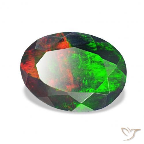 1.07 ct Multicolor Black Opal Stone, Natural Black Opal in Oval Facet Shape for Sale