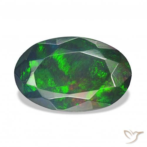 1.81 ct Multicolor Black Opal Gemstone, Black Opal Gem in Oval Facet Shape for Sale.