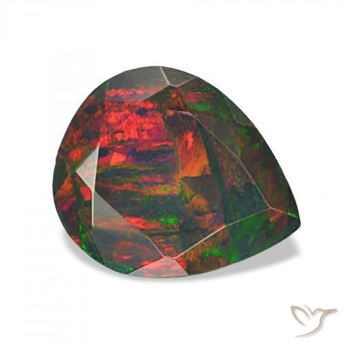 1.07 ct Multicolor Black Opal Stone, Natural Black Opal in Pear Facet Shape for Sale