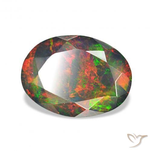 1.27 ct Multicolor Black Opal Stone, Natural Black Opal in Oval Facet Shape for Sale