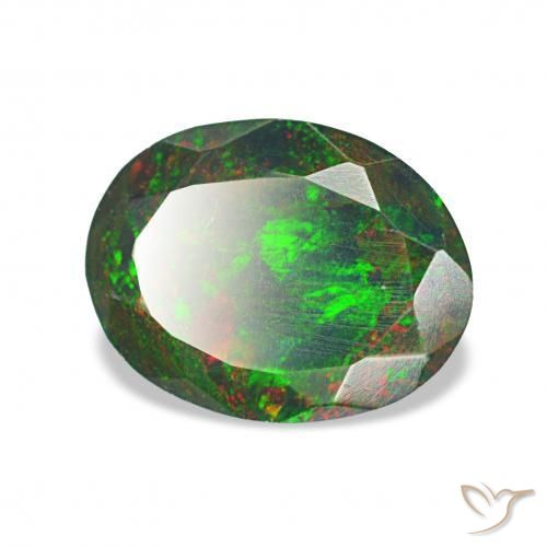 0.83 ct Multicolor Black Opal Stone, Natural Black Opal in Oval Facet Shape for Sale