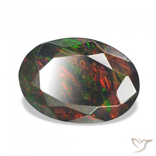 1.40 ct Multicolor Black Opal Stone, Natural Black Opal in Oval Facet Shape for Sale