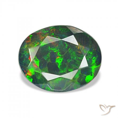 1.19 ct Multicolor Black Opal Gemstone, Black Opal Gem in Oval Facet Shape for Sale.