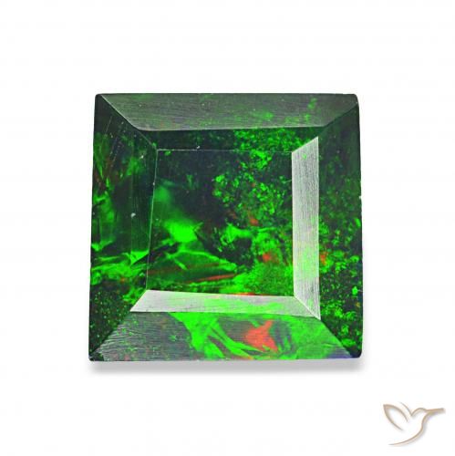 1.00 ct Multicolor Black Opal Gemstone, Black Opal Gem in Square Facet Shape for Sale.