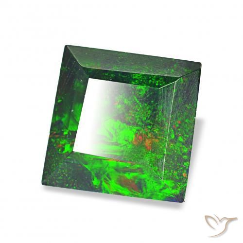 1.00 ct Multicolor Black Opal Stone, Natural Black Opal in Square Facet Shape for Sale