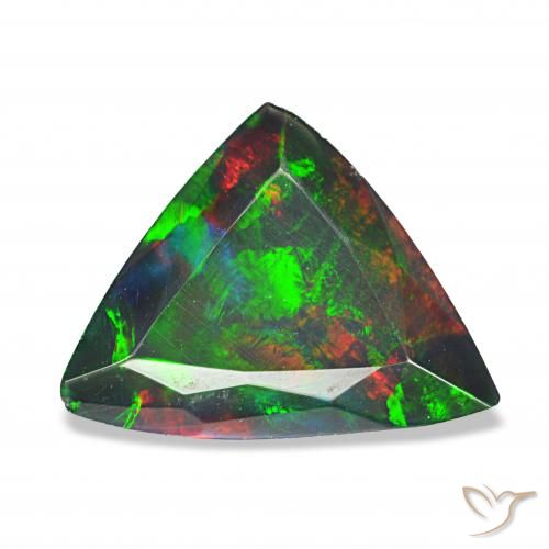 1.30 ct Multicolor Black Opal Gemstone, Black Opal Gem in Trillion Facet Shape for Sale.