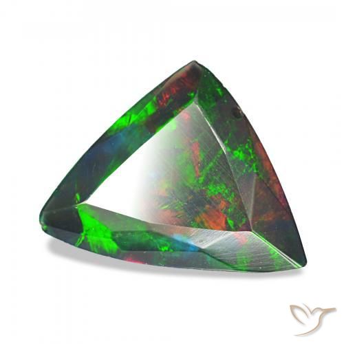 1.30 ct Multicolor Black Opal Stone, Natural Black Opal in Trillion Facet Shape for Sale