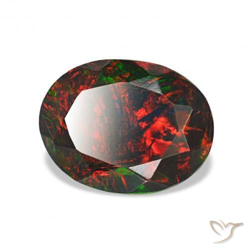 1.34 ct Multicolor Black Opal Stone, Natural Black Opal in Oval Facet Shape for Sale