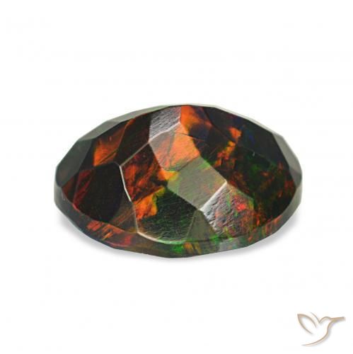 Black Opal Gemstone in 9 x 7 mm (calibrated) Size for Sale, Black Opal Stone in Multicolor Color