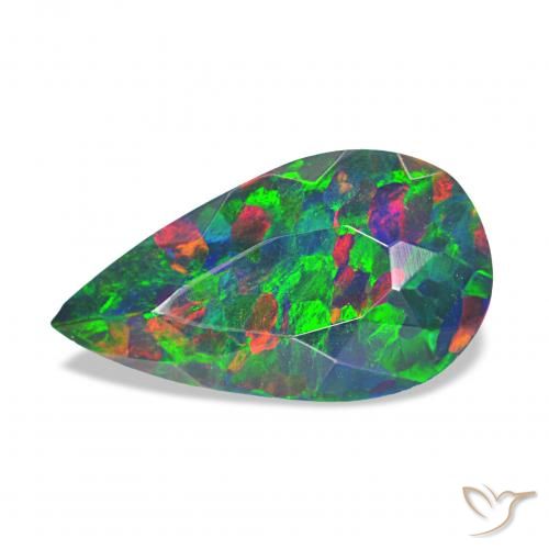 1.24ct Multicolor Black Opal, Pear Shape, Opaque
