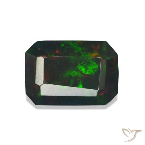 0.99 ct Multicolor Black Opal Gemstone, Black Opal Gem in Octagon Step Cut Shape for Sale.