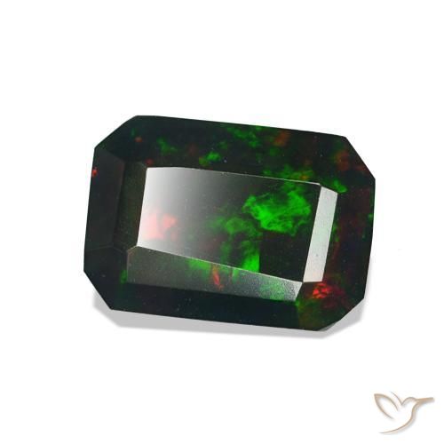0.99 ct Multicolor Black Opal Stone, Natural Black Opal in Octagon Step Cut Shape for Sale