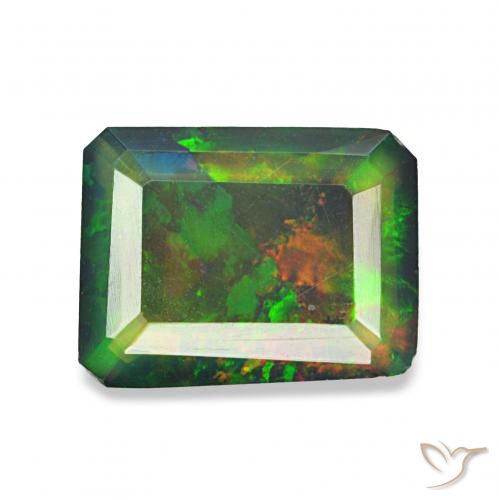 0.77 ct Multicolor Black Opal Gemstone, Black Opal Gem in Octagon Step Cut Shape for Sale.