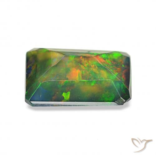 Black Opal Gemstone in 8.2 x 6.4 mm Size for Sale, Black Opal Stone in Multicolor Color