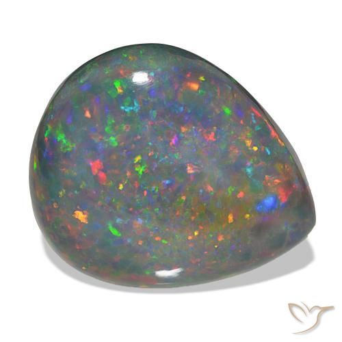 47.99 ct Multicolor Black Opal Stone, Natural Black Opal in Pear Cabochon Shape for Sale