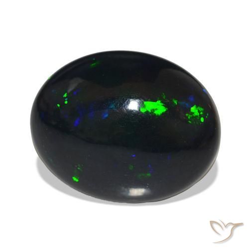 11.99 ct Multicolor Black Opal Stone, Natural Black Opal in Oval Cabochon Shape for Sale
