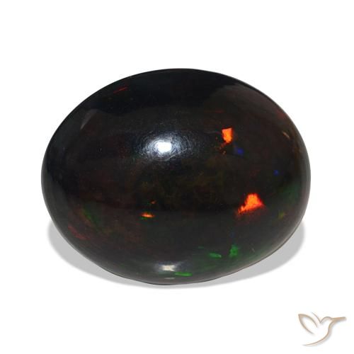 9.65 ct Multicolor Black Opal Gemstone, Black Opal Gem in Oval Cabochon Shape for Sale.