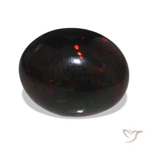 9.65 ct Multicolor Black Opal Stone, Natural Black Opal in Oval Cabochon Shape for Sale