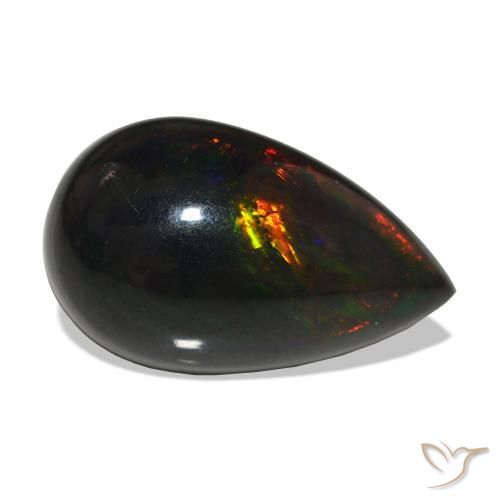 12.50 ct Multicolor Black Opal Stone, Natural Black Opal in Pear Cabochon Shape for Sale