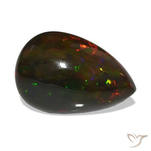 11.76 ct Multicolor Black Opal Stone, Natural Black Opal in Pear Cabochon Shape for Sale