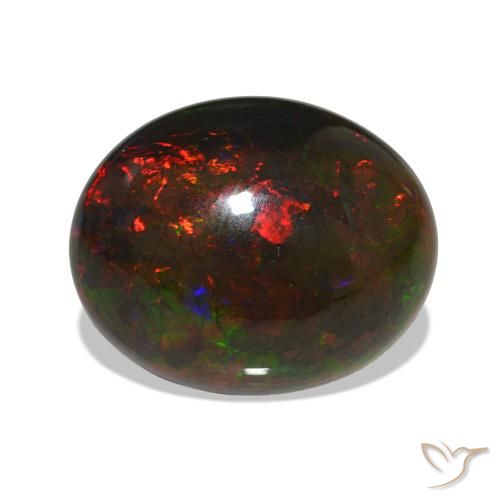 10.15 ct Multicolor Black Opal Gemstone, Black Opal Gem in Oval Cabochon Shape for Sale.