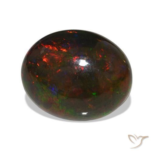 10.15 ct Multicolor Black Opal Stone, Natural Black Opal in Oval Cabochon Shape for Sale