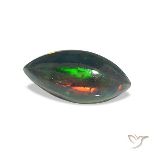0.64 ct Multicolor Black Opal Stone, Natural Black Opal in Marquise Cabochon Shape for Sale
