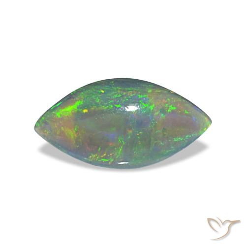 0.56ct Natural Multicolor Black Opal, Marquise, Translucent, Photo A