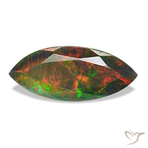 1.58ct Multicolor Black Opal, Marquise, Translucent