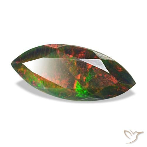 1.58 ct Multicolor Black Opal Stone, Natural Black Opal in Marquise Facet Shape for Sale
