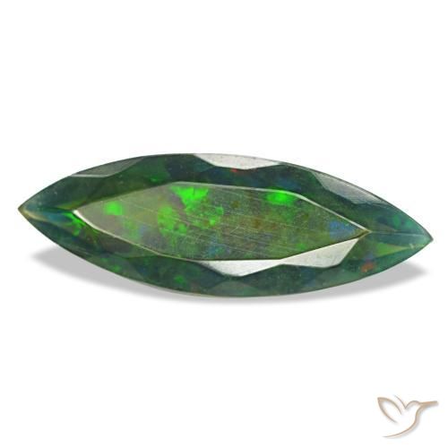 2.17 ct Multicolor Black Opal Stone, Natural Black Opal in Marquise Facet Shape for Sale
